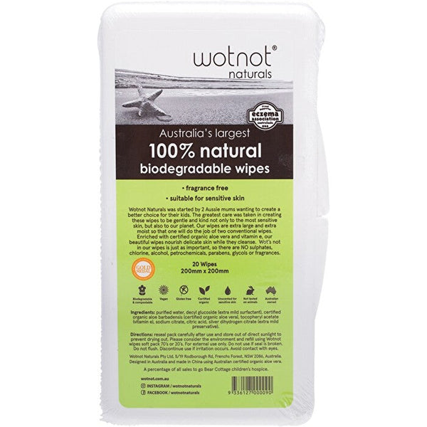Wotnot 100% Natural Biodegradable Wipes x (Travel Hard Case) 20 Pack