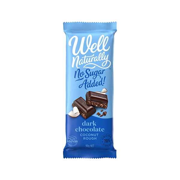 Well Naturally No Added Sugar Block Dark Chocolate Coconut Rough 90g