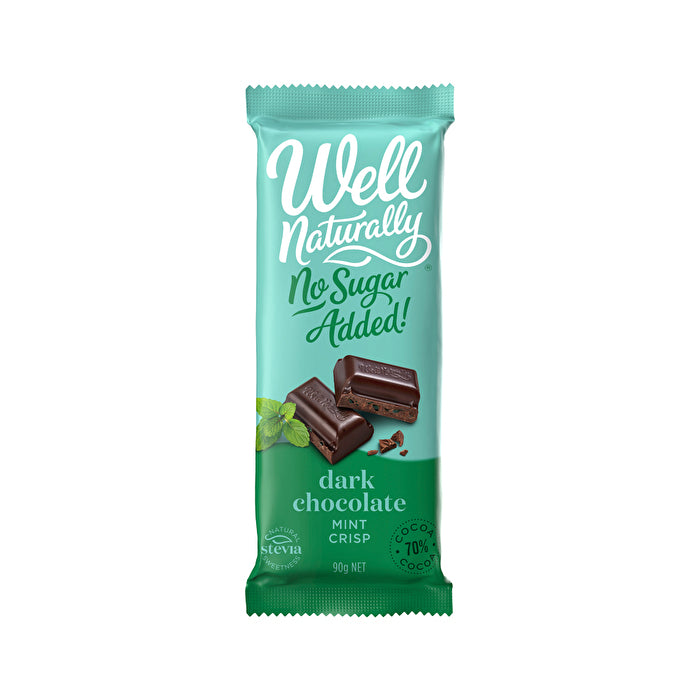 Well Naturally No Added Sugar Block Dark Chocolate Mint Crisp 90g