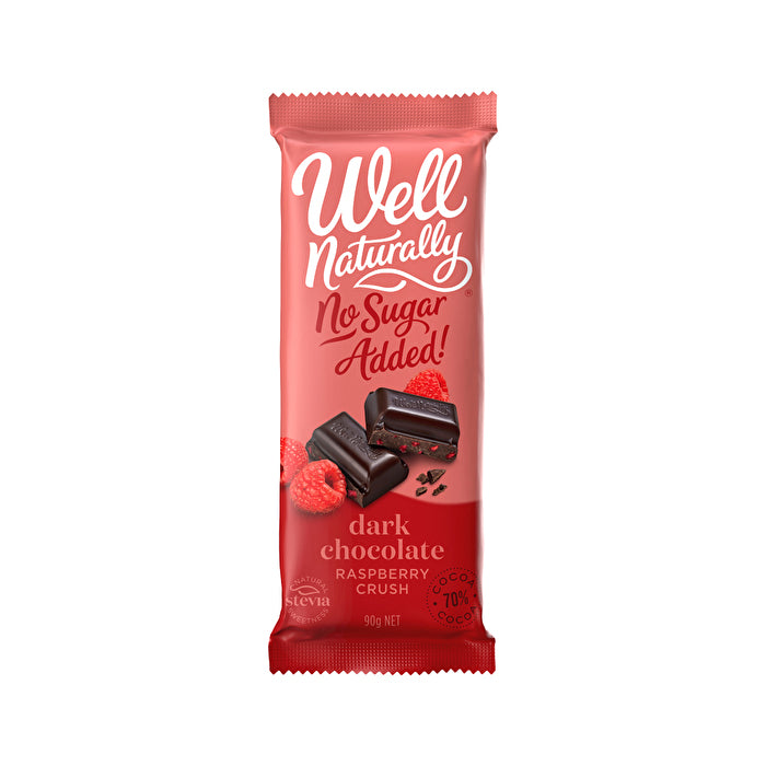 Well Naturally No Added Sugar Block Dark Chocolate Raspberry Crush 90g