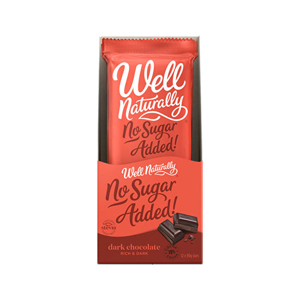 Well Naturally No Added Sugar Block Dark Chocolate Rich Dark 90g x 12 Display