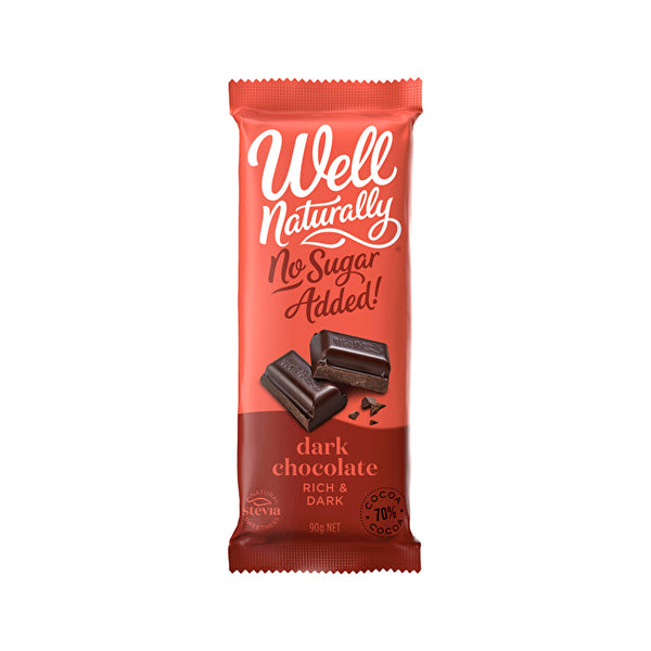 Well Naturally No Added Sugar Block Dark Chocolate Rich & Dark 90g