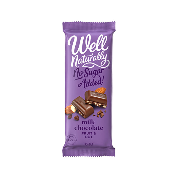 Well Naturally No Added Sugar Block Milk Chocolate Smooth & Creamy 90g