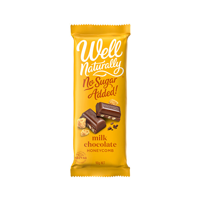 Well Naturally No Added Sugar Block Milk Chocolate Honeycomb 90g