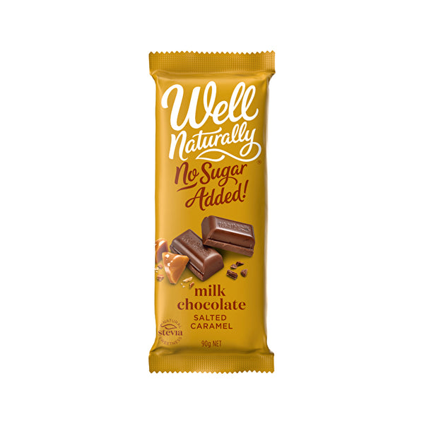 Well Naturally No Added Sugar Block Milk Chocolate Salted Caramel 90g