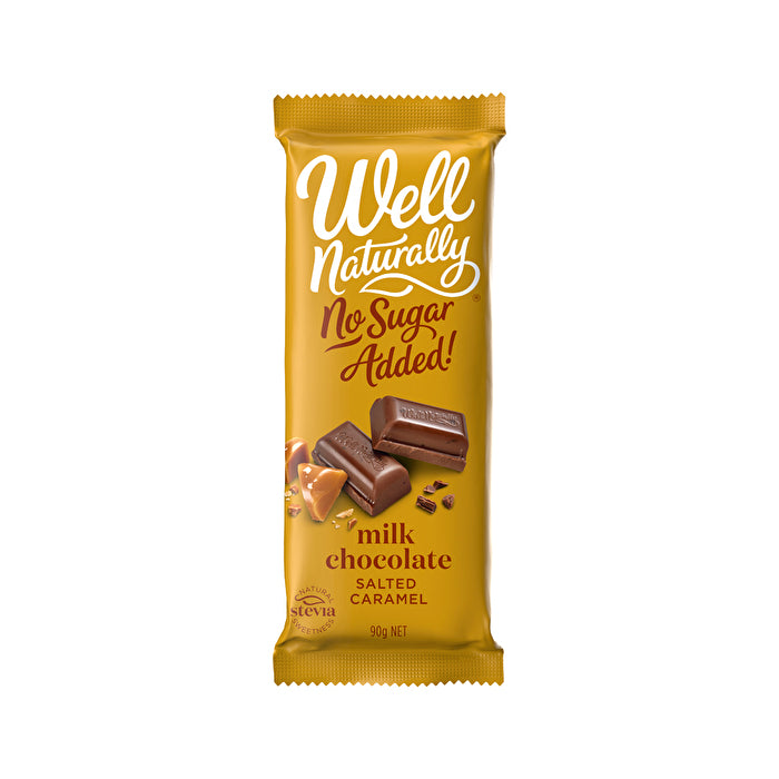 Well Naturally No Added Sugar Block Milk Chocolate Salted Caramel 90g