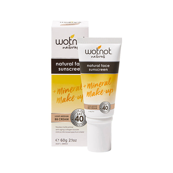 Wotnot Naturals Natural Face Sunscreen SPF 40 (Mineral Make-Up) Light-Medium BB Cream 60g