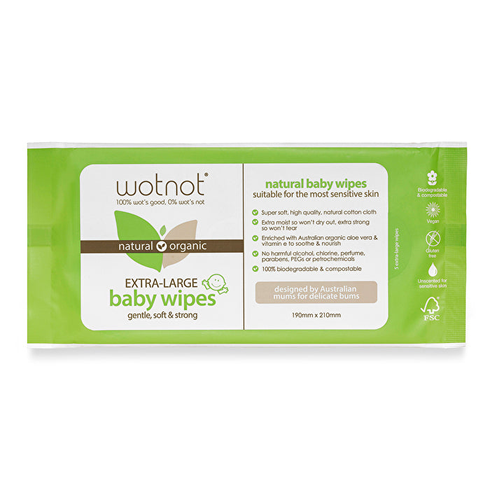 Wotnot 100% Natural Baby Wipes x 5 Pack