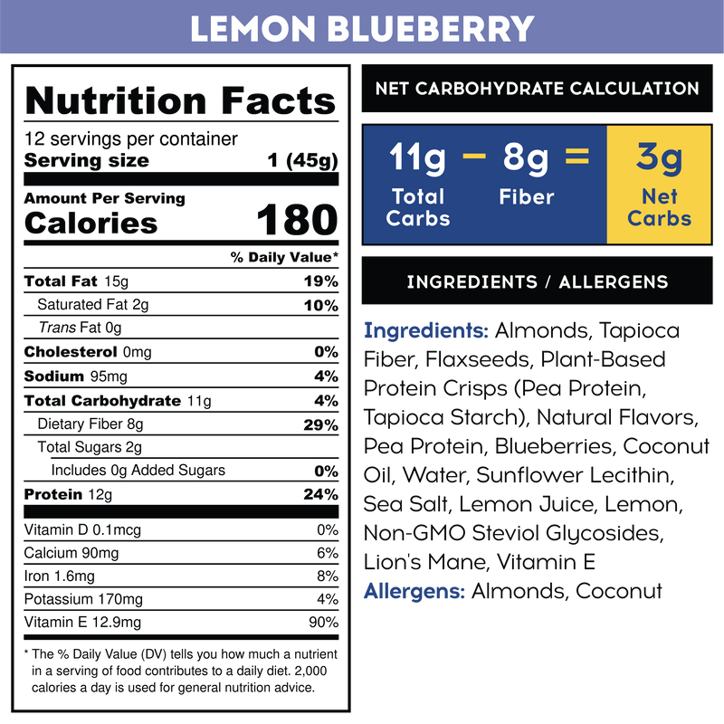 IQ Bar Lemon Blueberry 45g