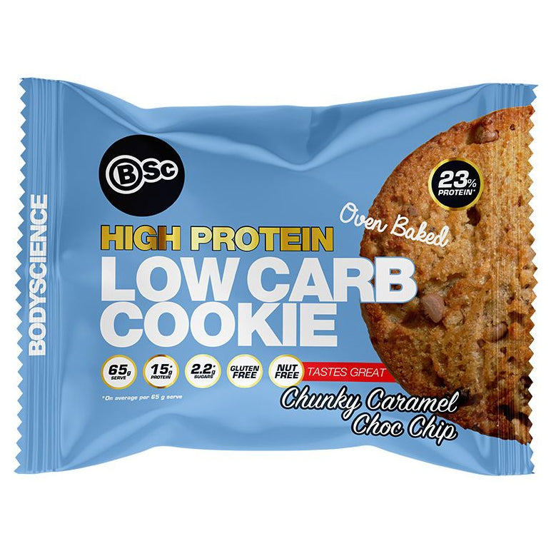 Body Science High Protein Low Carb Cookie 65g - Chunky Caramel Choc Chip 8 Box