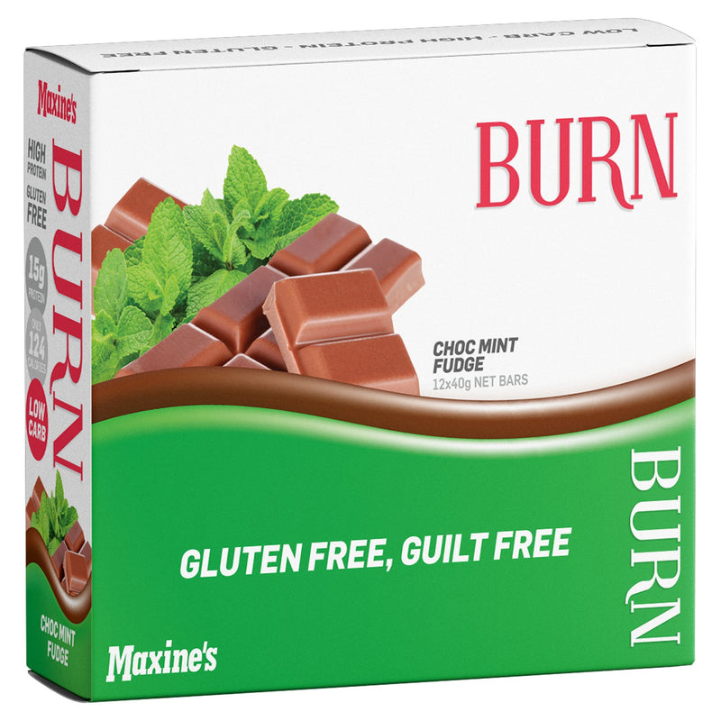 Maxine's Burn Bar Choc Mint Fudge 40gx12