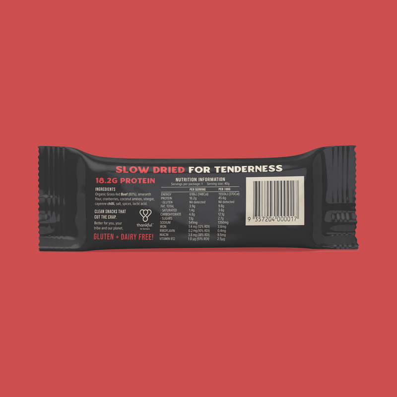 Chief Nutrition Chief Grass Fed Beef Bar - Beef & Chilli 40g