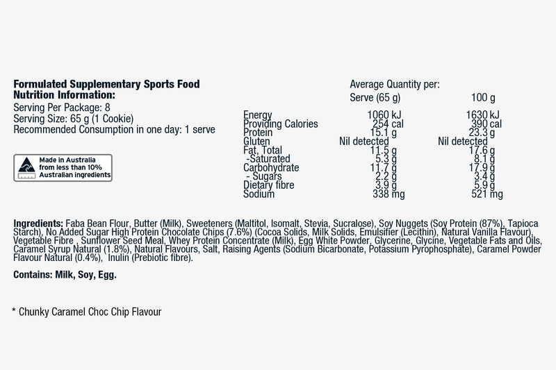 Body Science High Protein Low Carb Cookie 65g - Chunky Caramel Choc Chip 8 Box