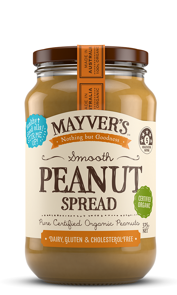 Mayvers Organic Smooth Peanut Butter G/F 375g