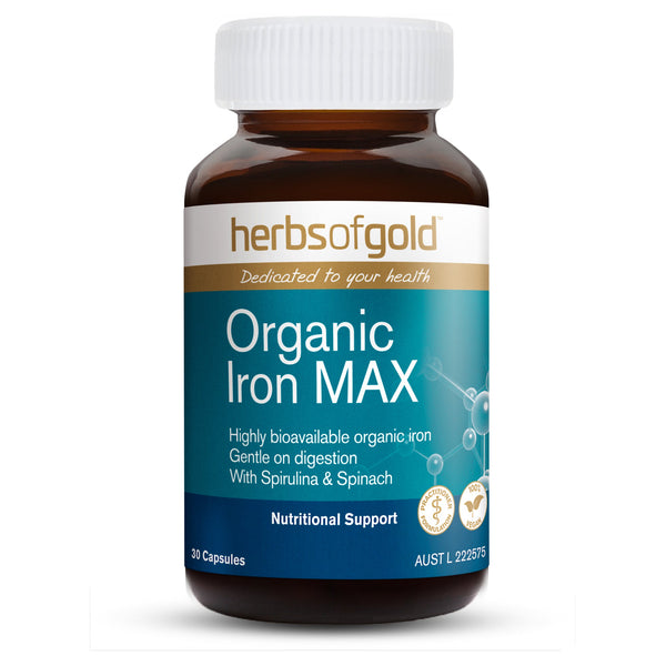 Herbs of Gold Organic Iron Max 30 Vege Capsules