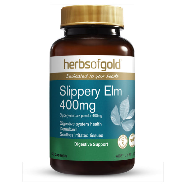 Herbs of Gold Slippery Elm 400mg 60 Vege Capsules