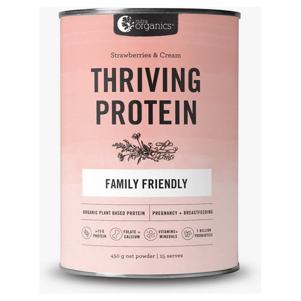NUTRA ORGANICS Thriving Protein (Organic Plant Based Protein) Strawberries & Cream 450g