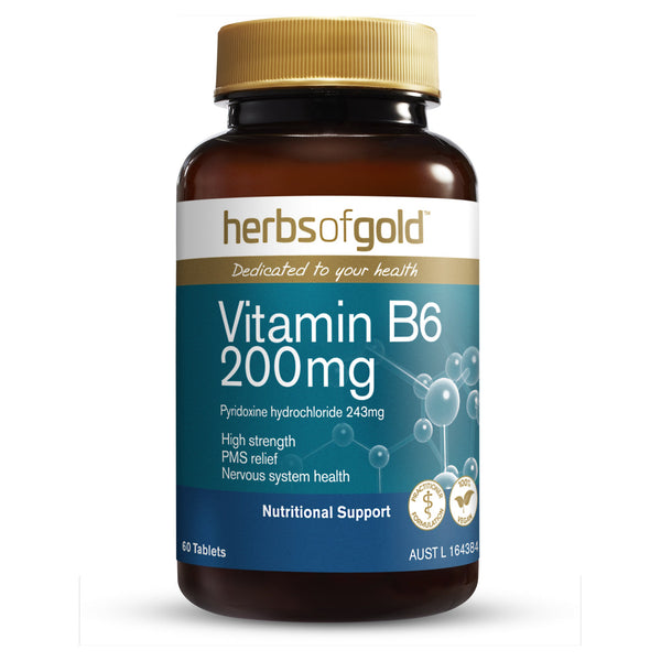 Herbs of Gold Vitamin B6 200mg 60 Tablets