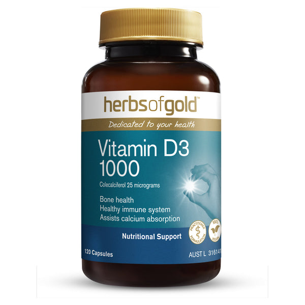 Herbs of Gold Vegan Vitamin D3 1000 120 Vege Capsules